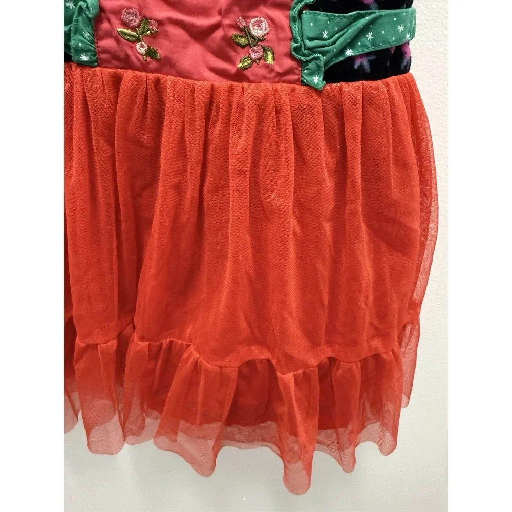 Matilda Jane Girls Caroling Away Top Red Tulle Holiday Christmas Size 4‎